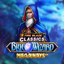 Fire Blaze Blue Wizard Megaways online game logo by Rarestone Gaming on eurocasino.com.pl